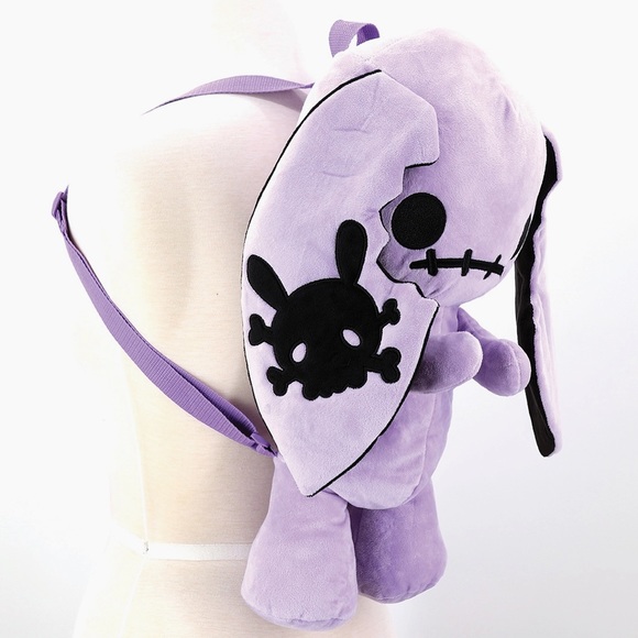 Goth Bunny Purple Black Cosplay Floppy Eared Backpack Handbag - Picture 4 of 6